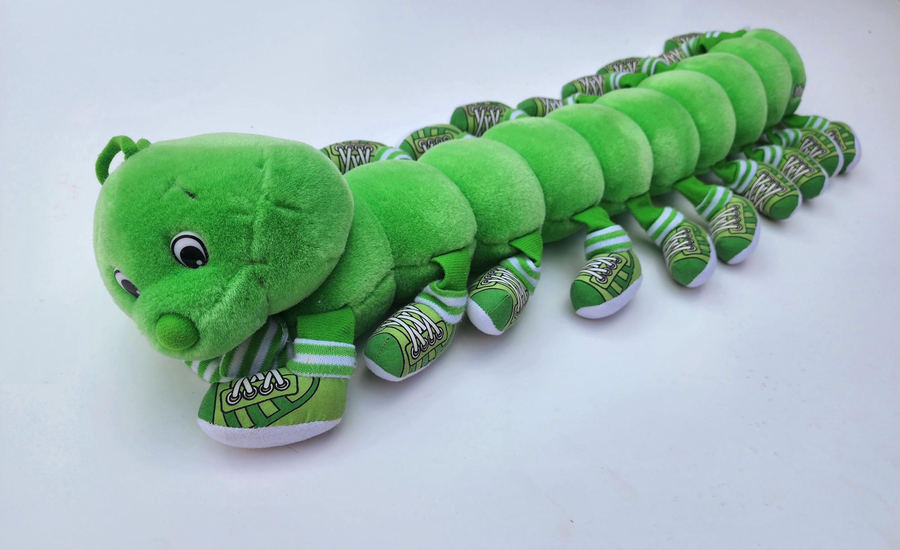 Vintage 90s Green Caterpillar Plush Lots a Leggggggs - 20 Legs