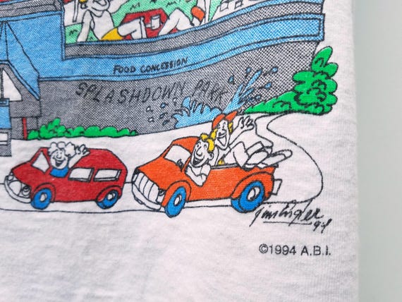 Splashdown Cartoon Vintage Rare SPLASHDOWN PARK Water Park Graphic Tank … - Gem