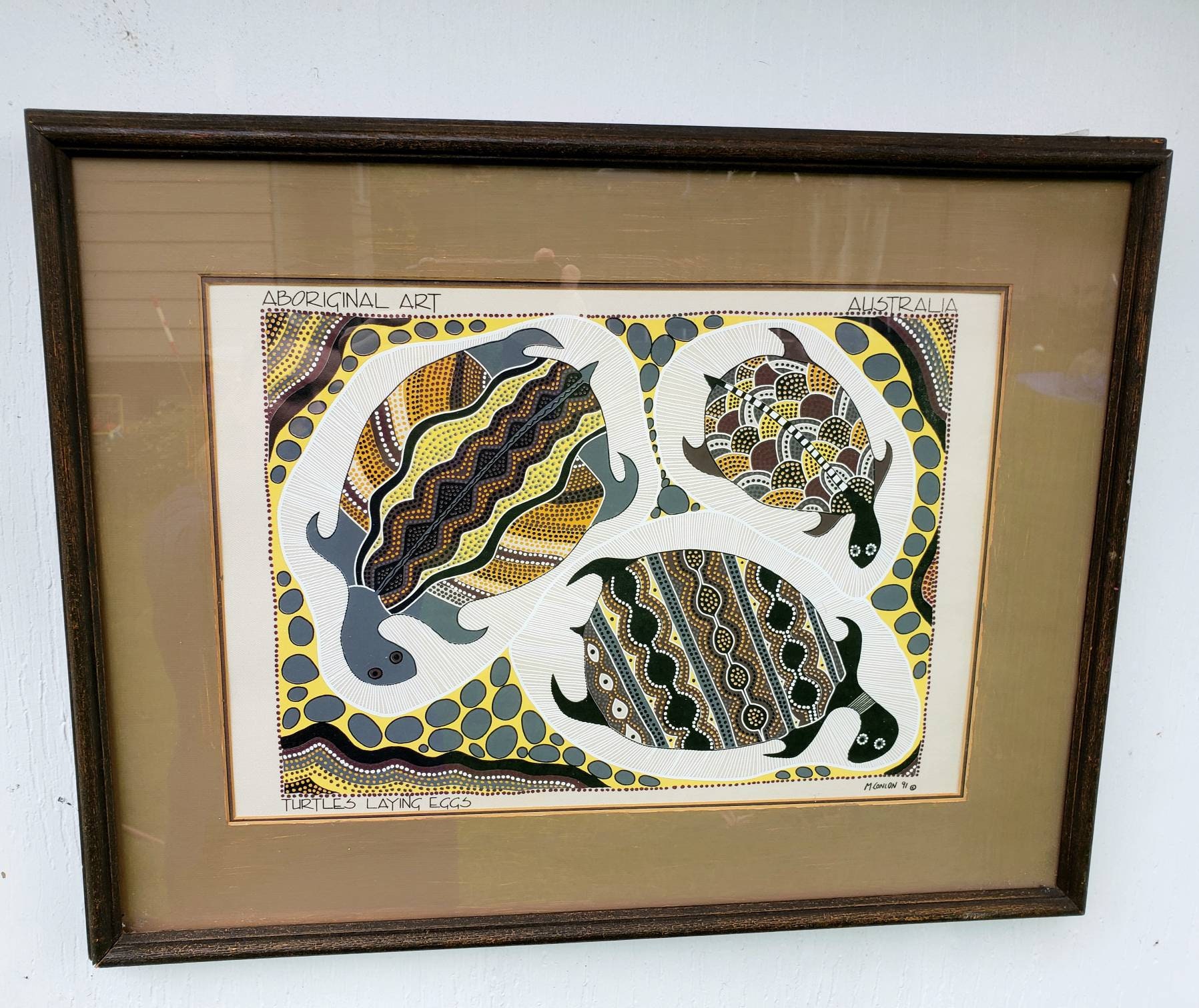 Vintage 90s TURTLES LAYING EGGS Aboriginal Australian Art