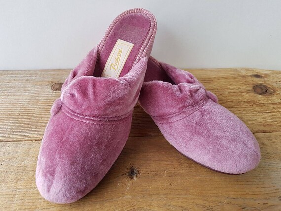 Vintage 50s PACKARD slippers Pink Velvet Boudoir … - image 6