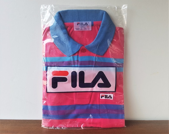 Vintage 80s FILA ITALY Fuchsia Pink Stripe Deadstock Polo Shirt New in Package Golf Tennis Country Club Shirt Promo Top Slim Fit Etsy Australia