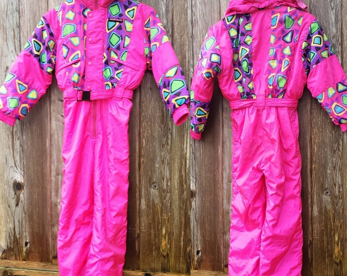 Vintage 90s Neon Pink Snowsuit Ski Suit Size 10 Kids Girls Petite vintage-90s-neon-pink-snowsuit-ski-suit-size-10-kids-girls-petite