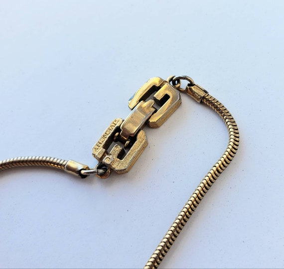 Vintage 1970s GIVENCHY Necklace G Logo Gold Plate… - image 10