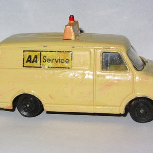 Vintage 70s DINKY Juguetes #412 Bedford AA Servicio Van Die-cast Metal Modelo Inglaterra Meccano Crema Coleccionable Amarillo Asociación de Automóviles Coche