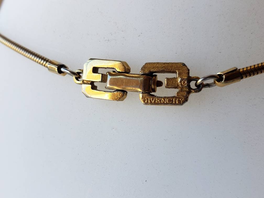 Vintage 1970s GIVENCHY Necklace G Logo Gold Plated Rope