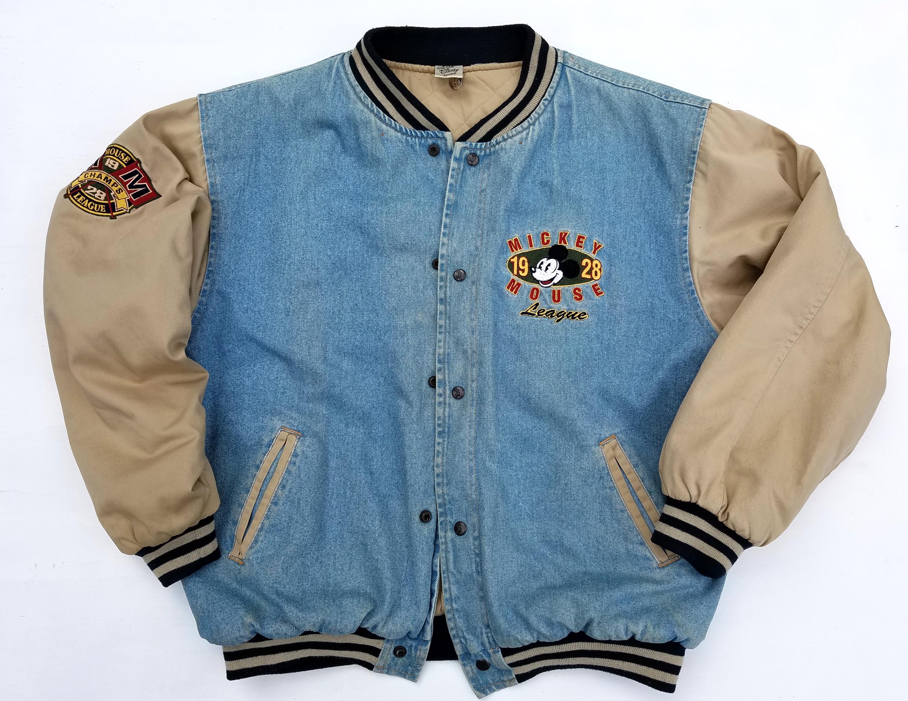 Vintage MICKEY MOUSE League Denim Letterman Varsity Jacket Vintage MICKEY MOUSE League Denim Letterman Varsity Jacket
