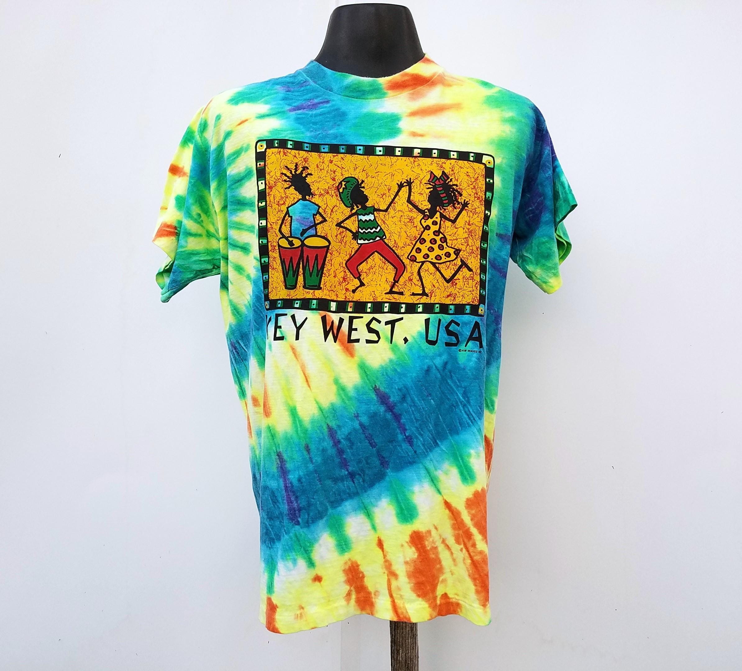 ヴィンテージ 90年代 KEY WEST、USA タイダイ ネオン Tシャツ - エア 