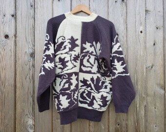 Vintage KANATA Hand Knit Chunky Cowichan Inspired Sweater Jacket