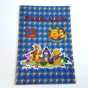 Álbum de pegatinas vintage de Winnie the Pooh de los años 90 - Libro de la Amistad de Disney, páginas en blanco con revestimiento, scrapbooking NOS - ZooKING Sticker Designs PSB-02