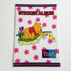 Álbum de pegatinas vintage de Winnie the Pooh de los 90 - Libro de flores de Disney en blanco con páginas recubiertas - NOS - ZooKING Sticker Designs PSB-05