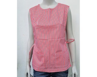 Vintage 70s Candystriper Apron   Smock Vest with side ties/ Diner Hotdog Vendor Uniform RANKIN Uniforms 832  Union Made Workers of America