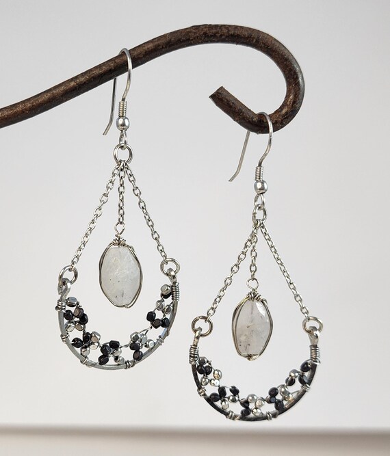 Chakra White Cloud Quartz Dangle Drop Earrings  T… - image 7