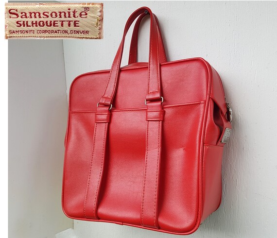 Vintage 70s SAMSONITE SILHOUETTE Coral Red Leathe… - image 1