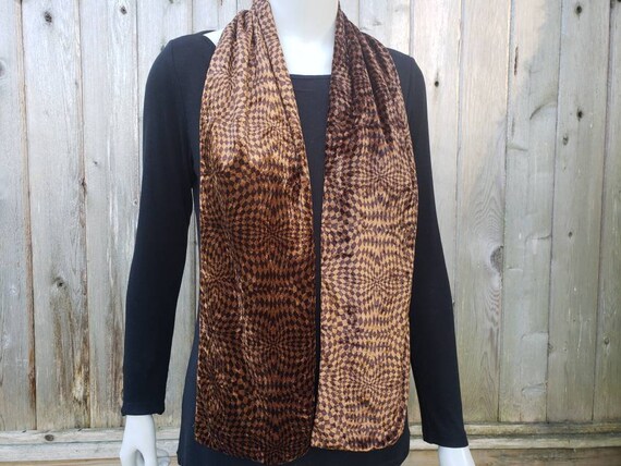 RARE 80s ISSEY MIYAKE Scarf - Paris - Brown Shimmer - Geometric