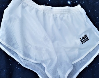 Short Vintage DUARIG Années 80 - Nylon Blanc - Taille 85 (M) - Occasion Très Bon état
