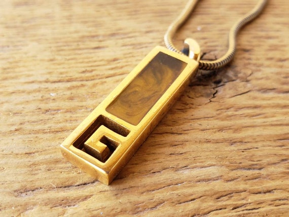 Vintage 1970s GIVENCHY Necklace G Logo Gold Plate… - image 4