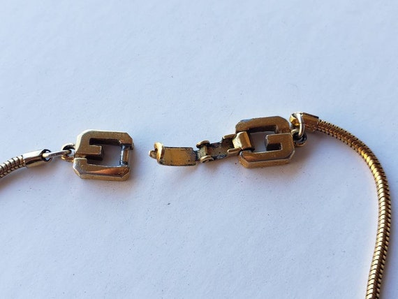 Vintage 1970s GIVENCHY Necklace G Logo Gold Plate… - image 8