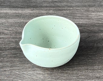 Seafoam Katakuchi Tea Bowl - Unique Handmade Pottery