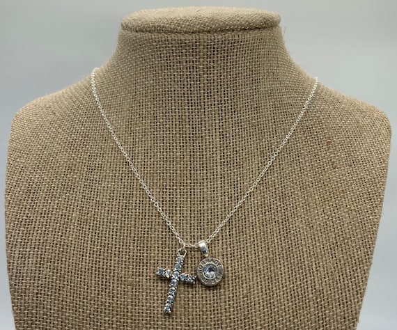 Bling cross necklace with bullet casings