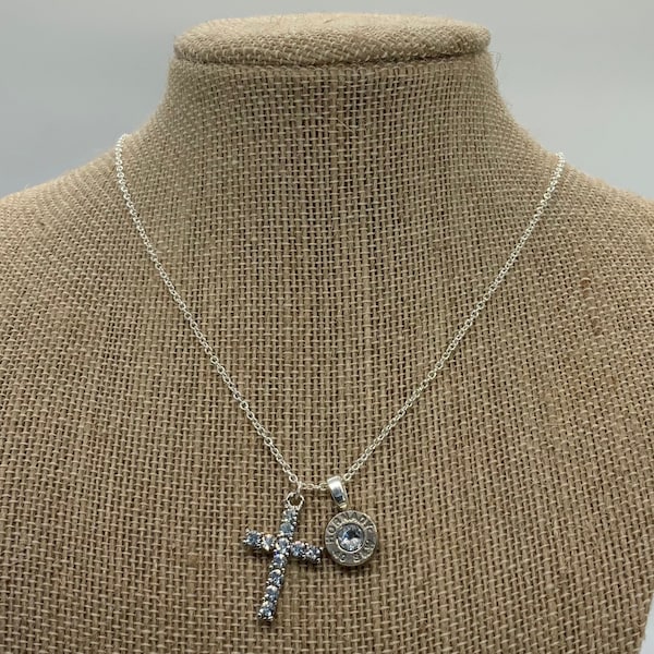 Bling cross necklace with bullet casings