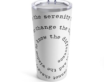 Vaso con forma de remolino de oración de serenidad, 20 oz: un gran regalo para alguien en recuperación y celebrando su sobriedad en AA NA o cualquier programa de 12 pasos