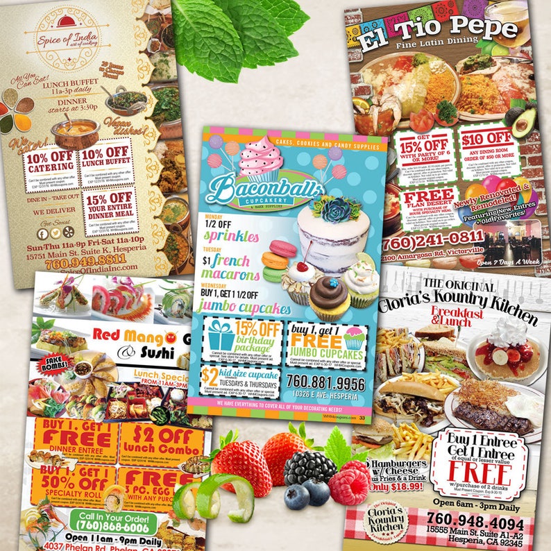 Restaurant and Food Flyer, Ad, Mailer, Postcard Design Etsy