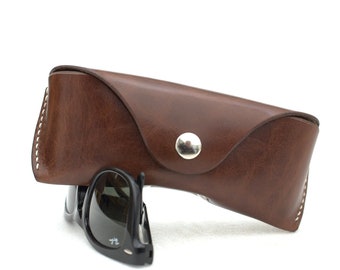 Etui à lunettes homme personnalisé Etui à lunettes de soleil homme en cuir marron toscuny personnalisé