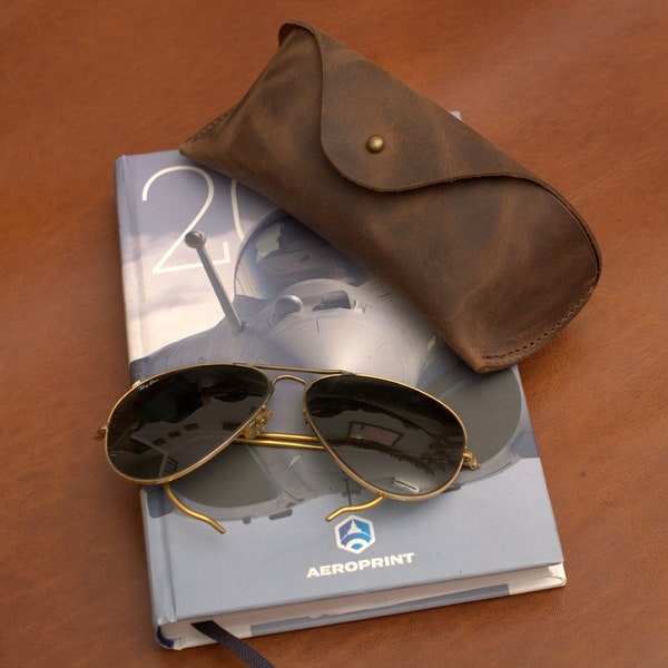 Glasses case leather glasses case hard sunglass case  Belt Loop waxed leather eyeglass case leather glasses case personalized handmade
