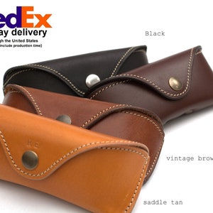 Leather sunglasses case hard personalized holder for Wayfarer Justin Aviator glasses with belt loop hanging hook eyewear protect