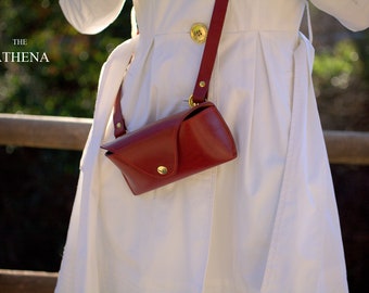 Womens Leather Sunglasses crossbody purse -the Athena purse-
