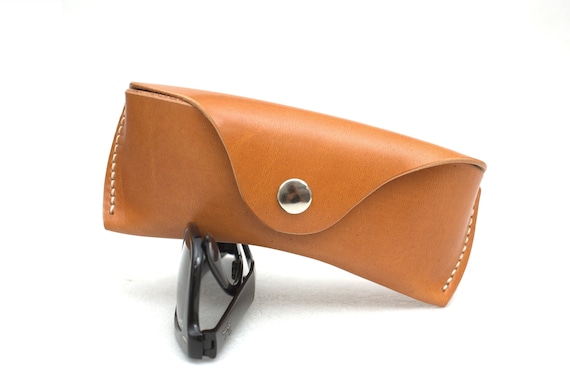 Leather Glasses case vegetable tanned leather saddle tan