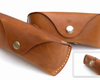 Leather Glasses case with AirTag sleeve personalized eyeglass case, reading glasses case, veg tan leather sunglasses case