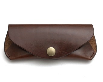 Reading glasses case glasses sunglasses pouch Tuscany brown vegetable tanned leather