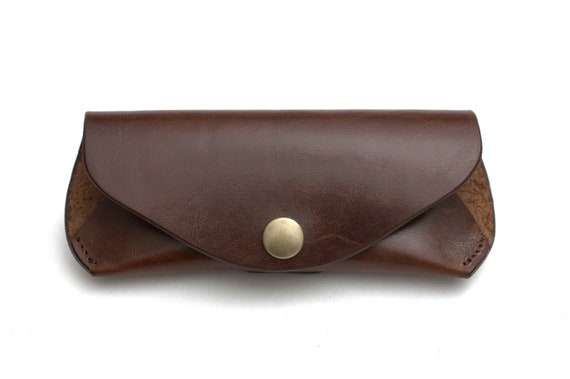 Reading glasses case glasses sunglasses pouch Tuscany brown vegetable tanned leather