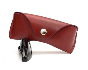 Leather sunglasses case for women personalized Oxblood red