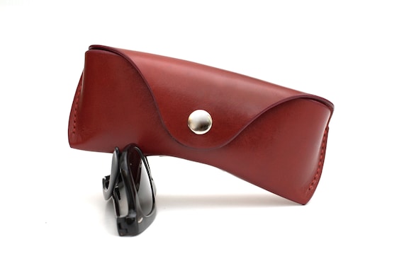 Leather Glasses case vegetable tanned leather Oxblood