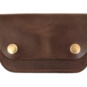 Mens minimalist leather Wallet Hand made Italian leather espresso brown
