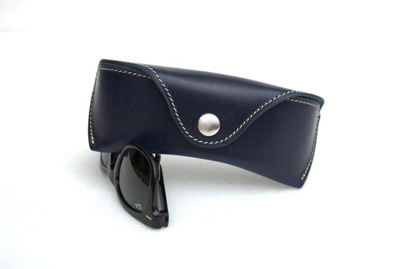 Leather glasses case Navy Blue