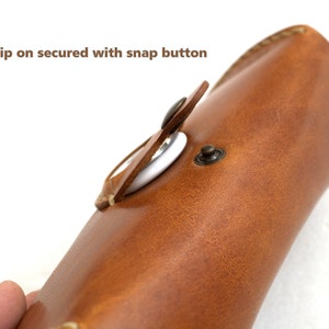 Leather Glasses case with AirTag sleeve personalized eyeglass case, reading glasses case, veg tan leather sunglasses case image 5