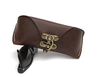 Leather glasses case eyeglass case steampunk oiled leather