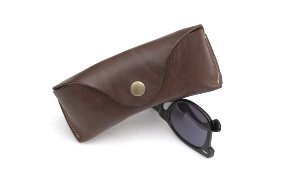 Waxed leather Sunglasses Case espresso brown