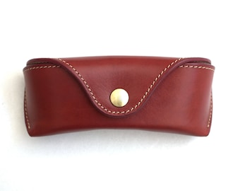 Leather sunglasses case  Oxblood Red personalized
