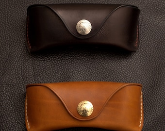 Gold Indian Coin leather sunglasses case with silver Reproduction Coin Concho 1911 and belt loop
