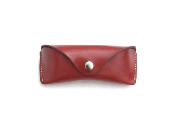 Glasses case for women oxblood red veg tan Leather