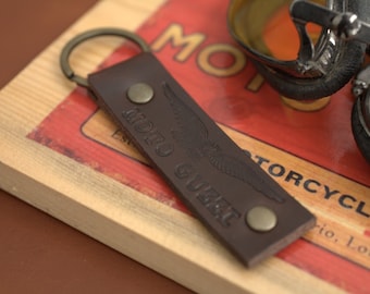 Moto Guzziエンボスロゴレザーキーホルダー エスプレッソブラウン Celyfos®による手作り 3個セット
