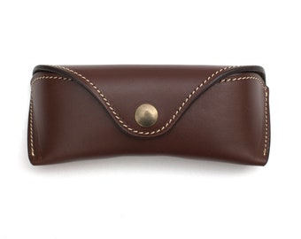 Leather glasses case hard, for RayBan Aviator - Wayfarer, chocolate brown