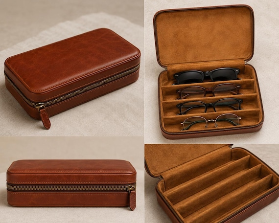 Multiple leather sunglasses case organizer