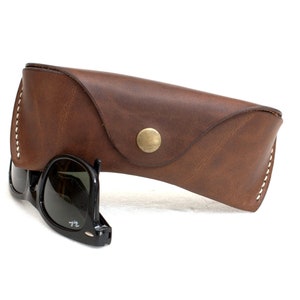 Leather glasses case  eyeglass case sunglasses case  vegetable tanned leather personalized espresso