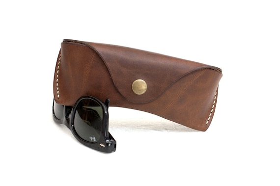 Leather Glasses case vegetable tanned leather espresso