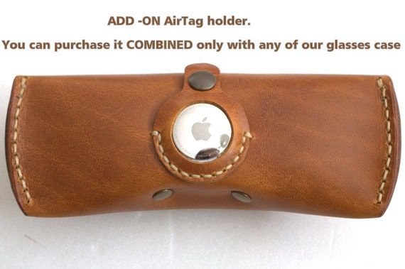 AirTag Holder Add-on for all Celyfos®  glasses case eyeglass case, reading glasses case, veg tan leather sunglasses case